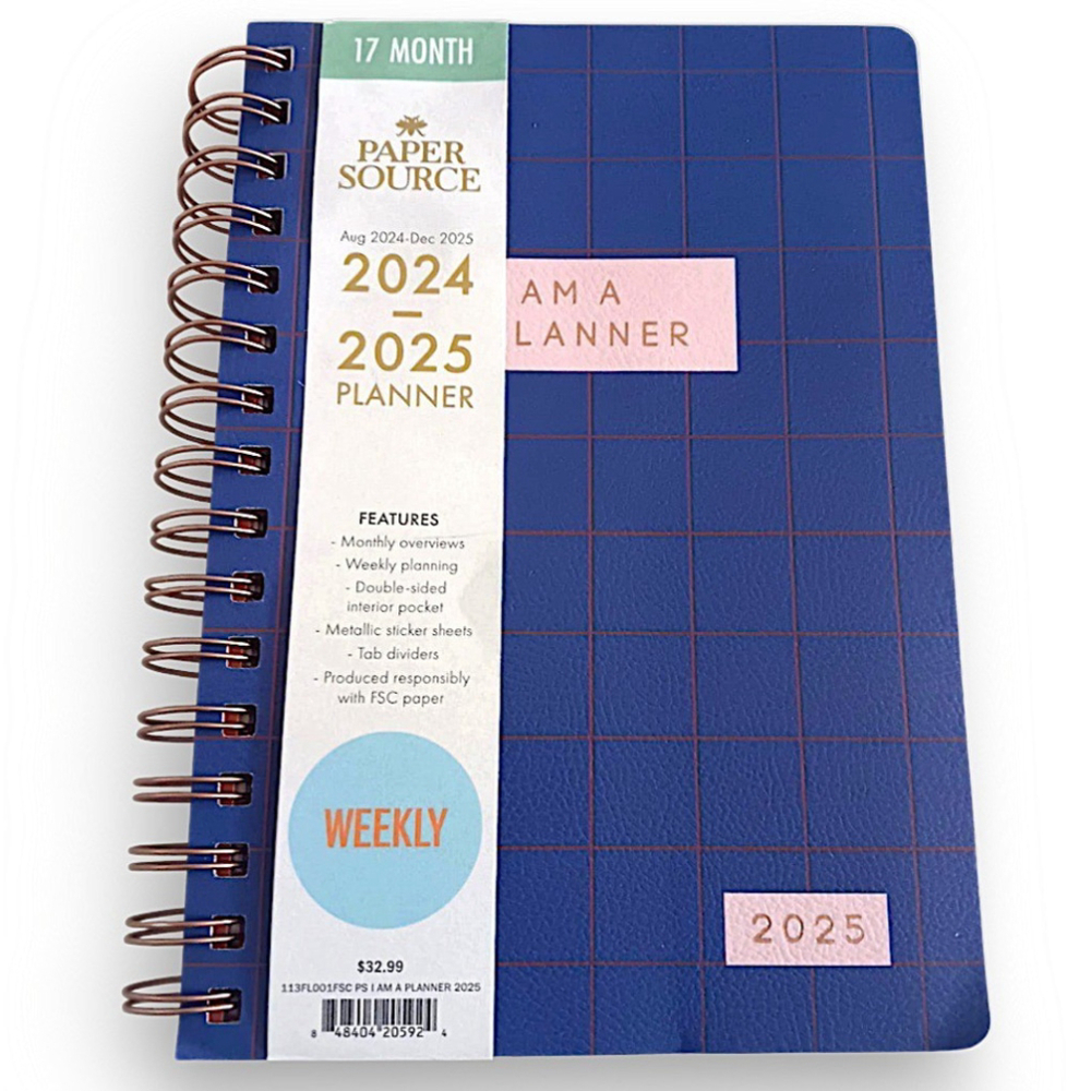 2024-2025 I Am A Planner 17-Month Faux Leather Spiral Weekly Planner